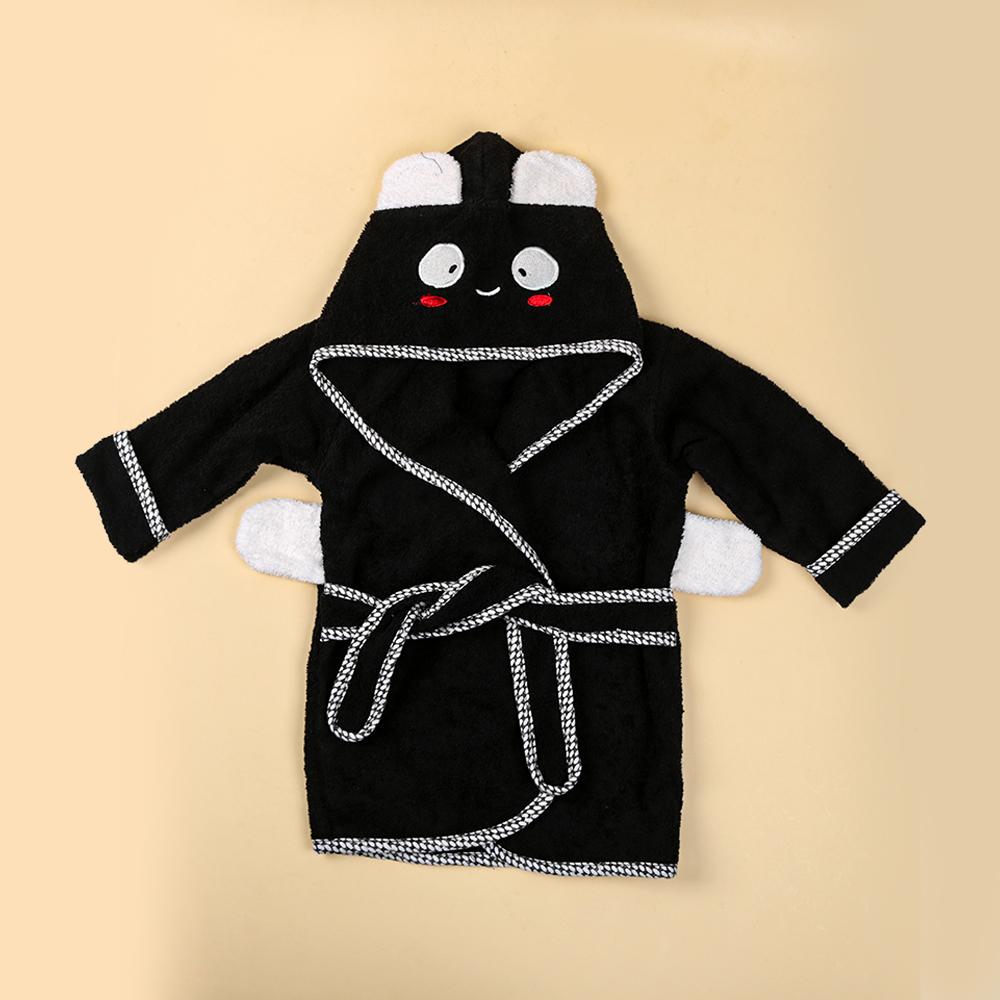 Panda Hooded Bathrobe For Infants - Black (BR-26)